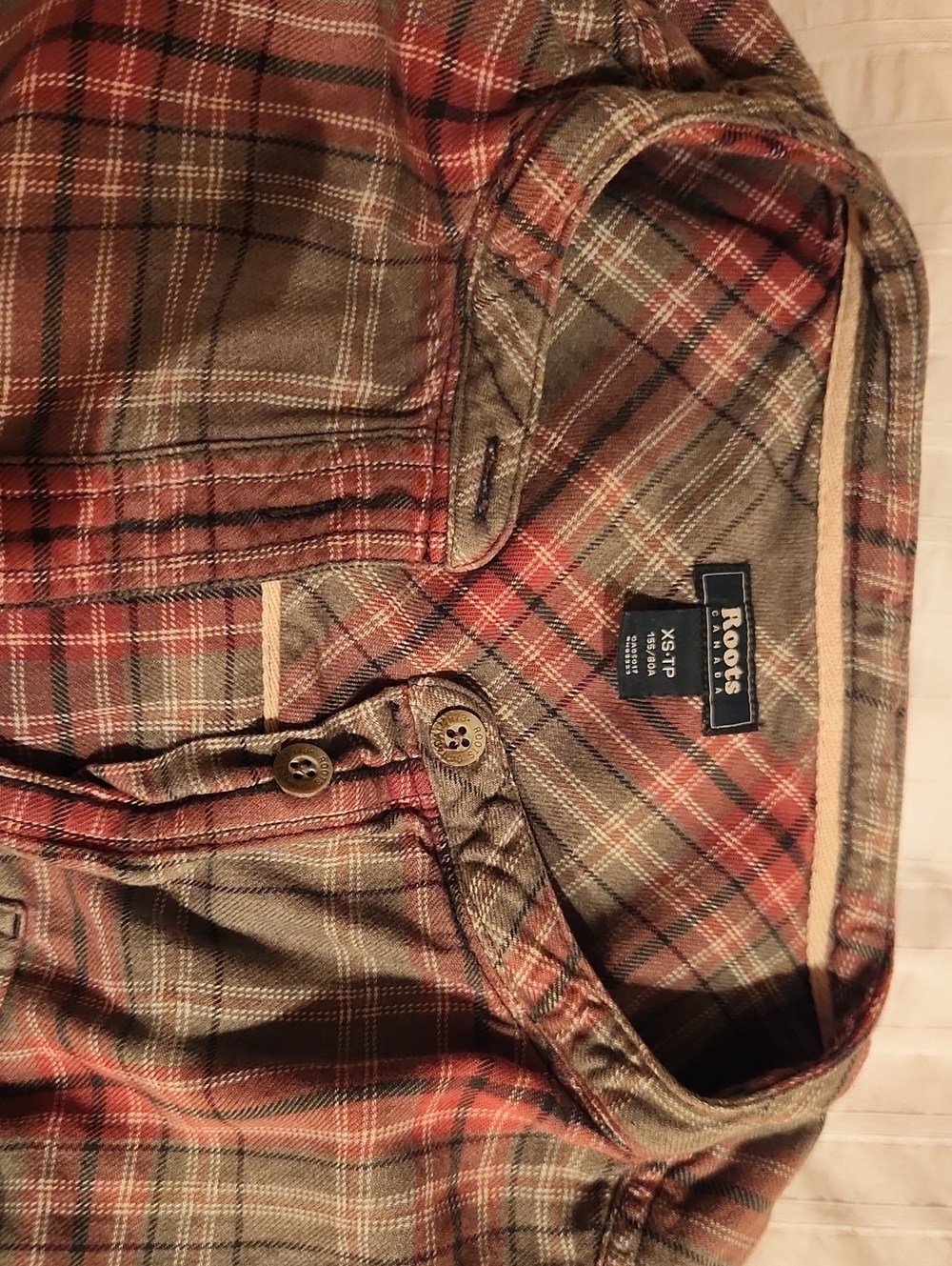 Roots Olive and Red Plaid Button-Down Shirt
